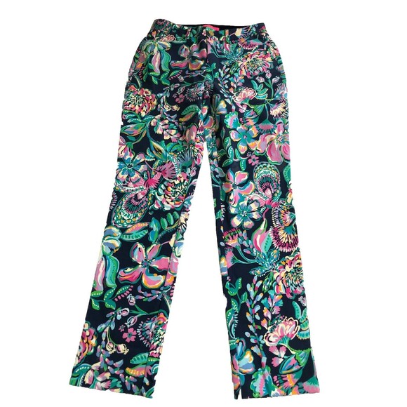 Lilly Pulitzer 4 High Tide Navy SHE'S GOT SOL KELLY STRETCH PANTS Ankle NWT - Picture 5 of 11